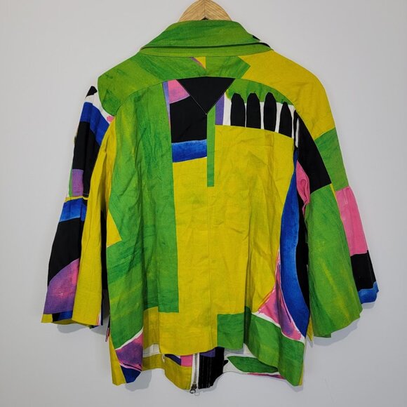 Vintage Berek Abstract Wearable Artsy Jacket Sz XL Full Zip Pockets Flare Sleeve - Picture 6 of 13